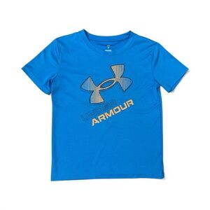 Under Armour Kids Blue Graphic Orange Logo Tee Shirt short sleeve GorpCore